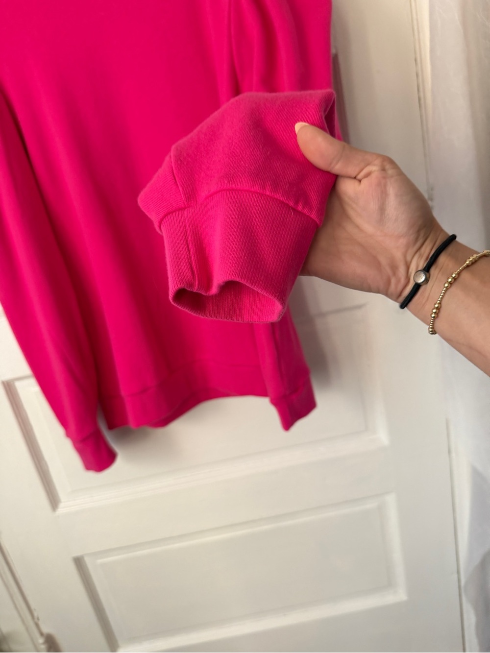 Nation LTD Joss Sweatshirt Barbie Pink Draped Sleeves Cotton Casual Comfy Lg - Picture 8 of 16